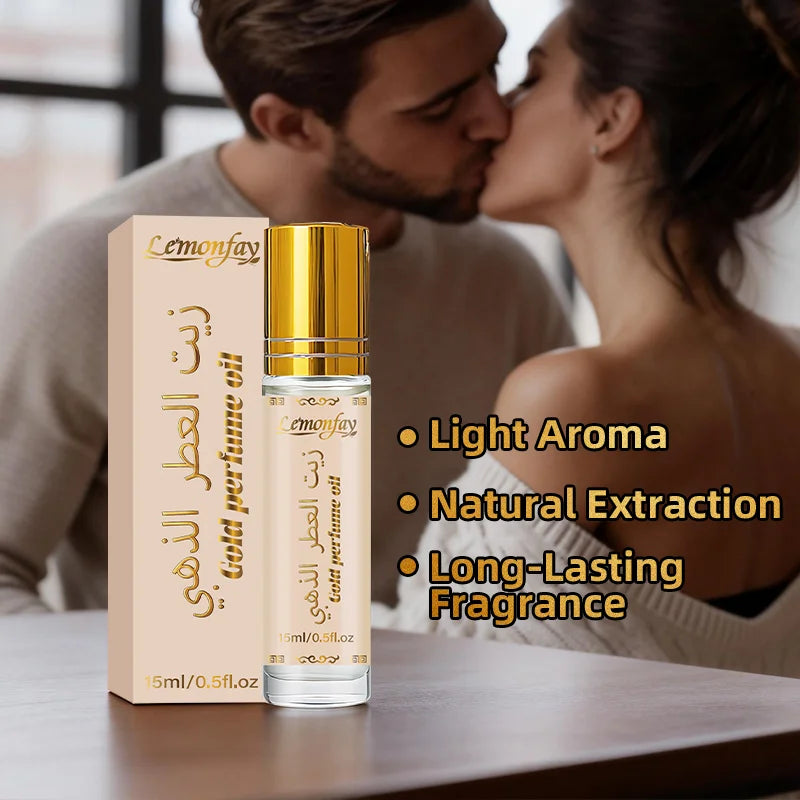 Lemonfay Luxury Gold Perfume Oil Roll-On 15ml/0.5fl.oz Arabian Fragrance Long Lasting Scent for Travel Gifting