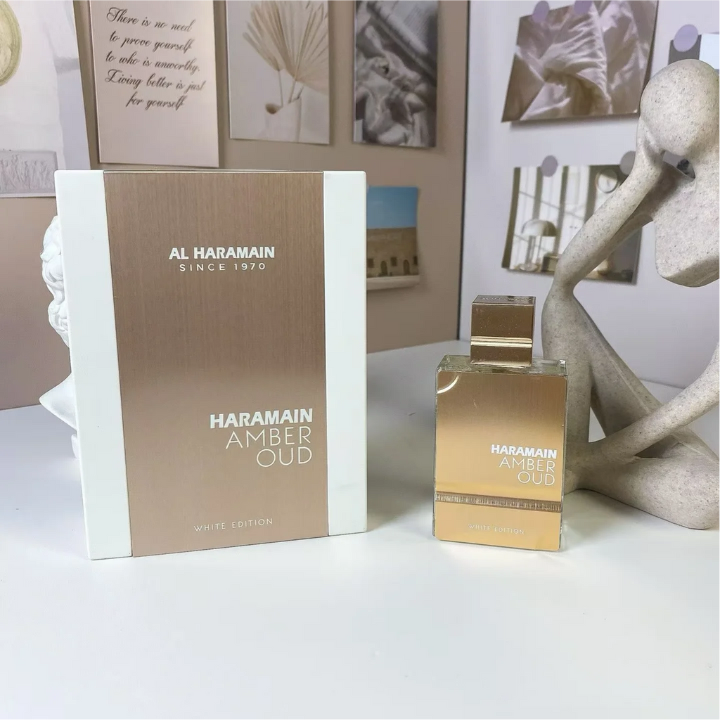 Al Haramain Amber Oud White Edition Unisex Long-Lasting Eau De Parfum Spray 60ML Portable Fragrance Cologne