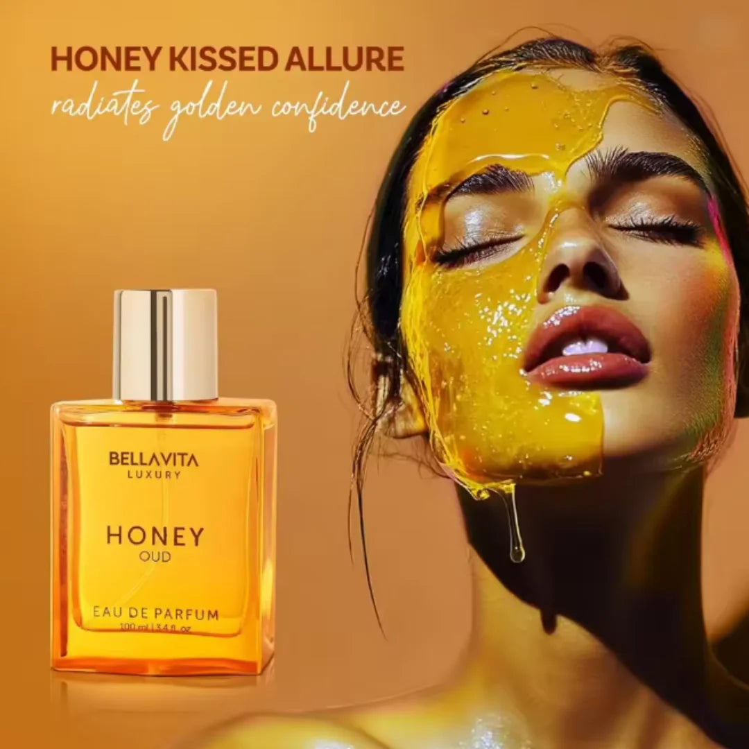BellaVita Luxury Honey Oud Eau de Parfum 100ml | Warm Amber Vanilla, Long-Lasting Unisex Scent, Ideal Holiday Gift