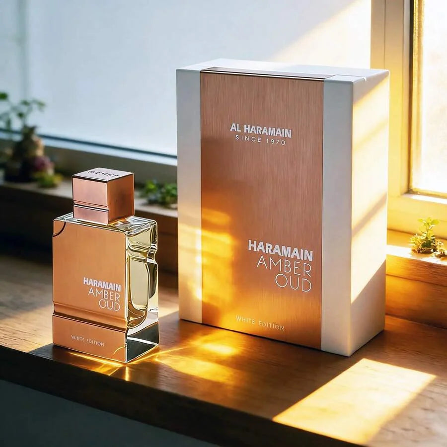 Al Haramain Amber Oud White Edition Unisex Long-Lasting Eau De Parfum Spray 60ML Portable Fragrance Cologne