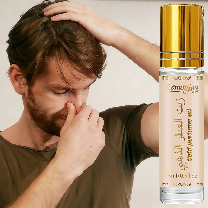 Lemonfay Luxury Gold Perfume Oil Roll-On 15ml/0.5fl.oz Arabian Fragrance Long Lasting Scent for Travel Gifting